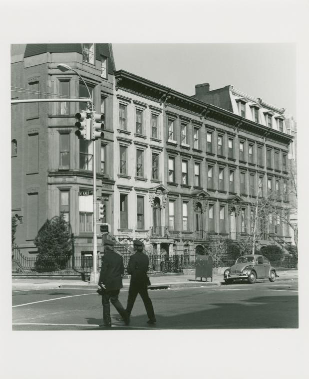 Tim & Carol Bitzer (2nd house from corner). 300 Washington Ave., Clinton Hill, Brooklyn. March 31, 1978. Betty Brown (3r... (1978)